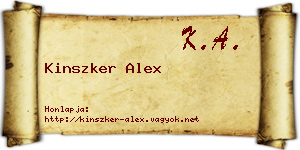 Kinszker Alex névjegykártya